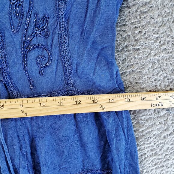 Sakkas Dress Womens Small Blue Boho Embroidered Sleeveless Handkerchief *NWT* - Picture 10 of 12